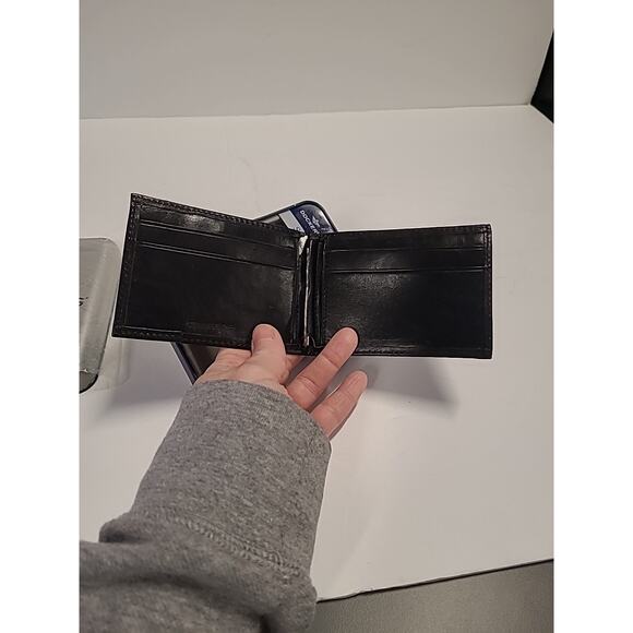 Dockers Mens Leather BiFold Wallet Slim Black Retro W/Case NEW Slim Fold - Picture 6 of 11